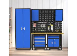 4059306103751 - HC Tools Garagenschrank 6tlg   Blau   Werkbank Werkzeugschrank Werkzeugwand