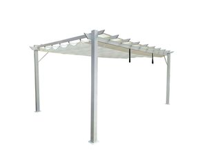 4059306104420 - CHILLROI Outdoor Aluminium Pavillon Pergola 1767 m² mit verstellbarem Sonnensegel grau   weiss