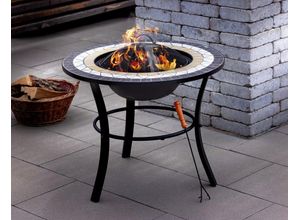 4059306104628 - HC Garten & Freizeit Feuerstelle Mosaik Fuego inkl Abdeckung und Zubehör rund Ø 76 x 65 cm