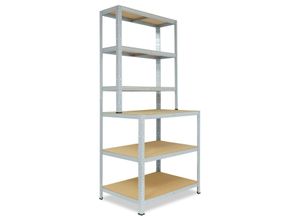 4059306106349 - shelfplaza® HOME 190x80x60cm Werkbank Regal in verzinkt mit 6 Böden