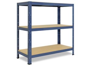 4059306107421 - shelfplaza® HOME 115x120x60cm Schwerlastregal in blau mit 3 Böden