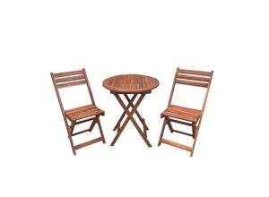 4059306111107 - HC Garten & Freizeit Balkonset Klappstühle mit Armlehne & Klapptisch Ø 60cm Rund Akazie