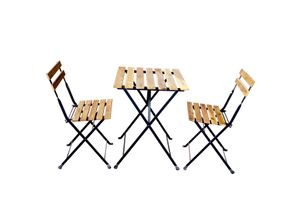 4059306116850 - Bistroset Outdoor-Klappstuhl-Set 3tlg 2-Sitzer mit 2 Streben aus Akazienholz geölt