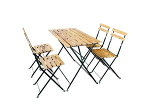 4059306116867 - Bistroset Outdoor-Klappstuhl-Set 5tlg 4-Sitzer mit 2 Streben aus Akazienholz geölt