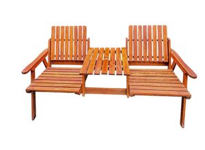 4059306127450 - 2-Sitzer Gartenbank mit Tischablage aus Akazienholz ca 153 x 65 x 82 cm - Braun