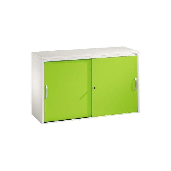 4059369442767 - C+P Sideboard mit Schiebetüren Acurado H720xB1200xT400mm Korpus Lichtgrau Fronten Viridingrün Anzahl Fächer 2