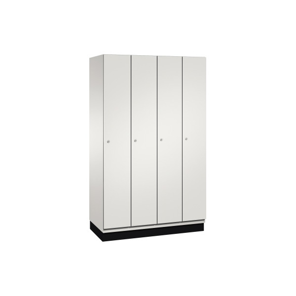 4059369447274 - CAMBIO Garderobenschrank mit Stahlblech-Türen 4 Abteile Breite 1200 mm Korpus lichtgrau   Tür lichtgrau