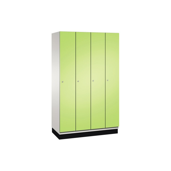 4059369447311 - CAMBIO Garderobenschrank mit Stahlblech-Türen 4 Abteile Breite 1200 mm Korpus lichtgrau   Tür viridingrün