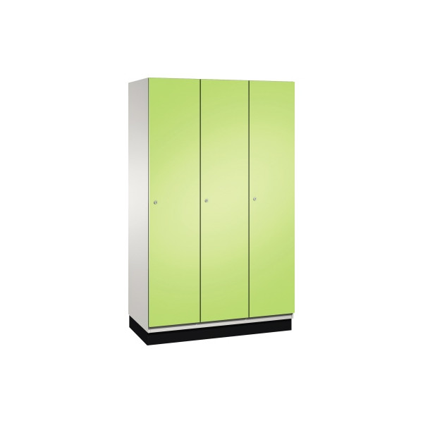 4059369447458 - CAMBIO Garderobenschrank mit Stahlblech-Türen 3 Abteile Breite 1200 mm Korpus lichtgrau   Tür viridingrün