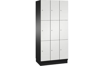 4059369456221 - CAMBIO Schließfachschrank mit Stahlblech-Türen 9 Fächer Breite 900 mm Korpus schwarzgrau   Tür reinweiß