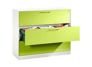 4059369812386 - HÃ¤ngeregistraturschrank ASISTO C 3000 3 Schubladen 3-bahnig B 1200 mm weiÃŸ virdingrÃ¼n