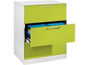 4059369812423 - HÃ¤ngeregistraturschrank ASISTO C 3000 3 Schubladen 2-bahnig B 800 mm weiÃŸ virdingrÃ¼n