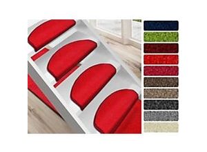 4059382031078 - Floordirekt Step Stufenmatte Dynasty Velours Polypropylen Filz Rot 650 x 235 mm Halbrund