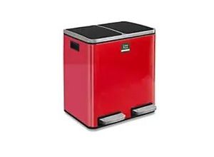 4059382031757 - Casa Pura Abfalleimer Felix 2 x 30 Liter Edelstahl Polypropylen Rot