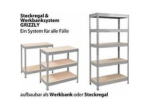 4059382080977 - Office Marshal Schwerlastregal Grizzly Grau Anthrazit 5 Fächer 2200 x 900 x 450 mm