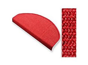 4059382111541 - Floordirekt Step Stufenmatte Sylt Sisal Rot 235 x 650 mm Halbrund