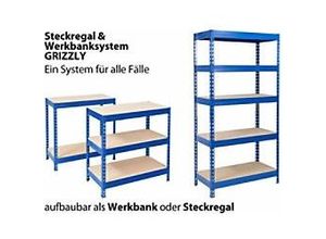 4059382309061 - Office Marshal Steckregal Grizzly Blau 5 Fächer 1800 x 450 x 1200 mm