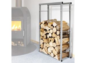 4059419077994 - V2aox - Kaminholzständer Kaminholzregal Kaminholz Brennholz Feuerholz Aufbewahrung Brennholzregal Feuerholzregal Metall 80 x 150 cm in Silber