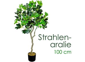 4059419134383 - Schefflera Aralie Strahlenaralie Arboricola Kunstpflanze Kunstbaum Künstliche Pflanze 100 cm Innendekoration Kunst Pflanze wie echt im Topf Decovego