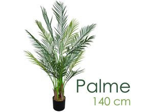 4059419134598 - Künstliche Palme groß Kunstpalme Kunstpflanze Palme künstlich wie echt Plastikpflanze Arekapalme 140 cm hoch Balkon Dekoration Deko Decovego