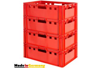 4059419140803 - 4 Stück E2 Fleischkisten Rot Kisten Eurobox Lebensmittelecht Metzgerkiste Box Aufbewahrungsbox Kunststoff Wanne Plastik Stapelbar Lagerkisten 60 x 40