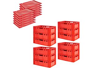 4059419148588 - Fleischkiste E2 mit Deckeln Fleischkiste Rot Fleischerkiste Fleischkisten Kiste Fleischkiste Eurobox Lebensmittelecht 60 x 40 Metzgerkiste Auswahl