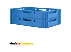 4059419153421 - 2 Stück E1 Fleischkisten Blau Kisten Eurobox Lebensmittelecht Metzgerkiste Box Aufbewahrungsbox Kunststoff Wanne Plastik Stapelbar Lagerkisten 60 x