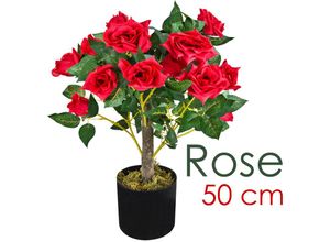 4059419153889 - Rose Rosenstock Rosenbusch Kunstpflanze Künstliche Pflanze mit Blüten Auswahl Decovego