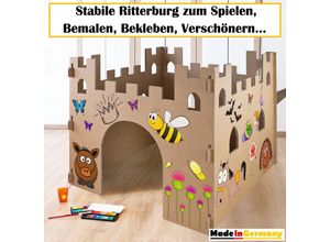 4059419161938 - Kinder Spielhaus Burg Spielburg Pappe Bastelkarton Haus Burg Papphaus Kartonhaus Pappburg Papierhaus Karton Playhouse Kinderhaus zum Anmalen Bemalen