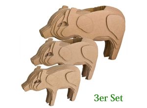 4059419165165 - 3er Set Deko Schweine Dekoschwein Glücksschwein Weinflaschenhalter Glücksbringer aus Pappe Dekofigur für Geburtstag Silvester Neujahr Geschenk Figur