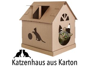 4059419165530 - - Katzenhaus Katzennest Katzenhöhle Haus aus Pappe Kartonhaus Spielhaus für Katzen Katzenburg Katzenturm Katzenmöbel Kratzmöbel Katzenpapphaus