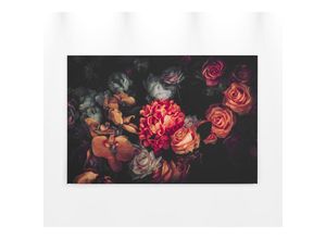 4059432204346 - Leinwandbild AS CRÉATION Romantic Flower Bilder Gr B H 90 cm x 60 cm Blumen Querformat 1 St bunt (rot schwarz orange) Leinwandbilder Romantische Blumen Rosen Keilrahmen Bild