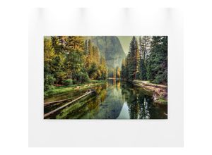 4059432204834 - Leinwandbild AS CRÉATION Mountain River Bilder Gr B H 90 cm x 60 cm Landschaft Querformat 1 St bunt (grün braun) Leinwandbilder Bild Keilrahmen See Landschaft