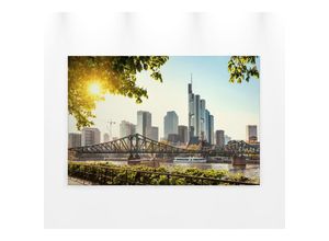 4059432205152 - Leinwandbild AS CRÉATION Frankfurt City Bilder Gr B H 90 cm x 60 cm Querformat 1 St bunt (grau grün gelb) Leinwandbilder Brücke Großstadt Keilrahmen Bild Frankfurt Skyline