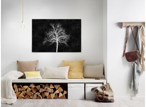 4059432205411 - Leinwandbild AS CRÉATION blackboard Bilder Gr B H 90cm x 60cm Leinwandbild-Keilrahmenbild-Kunstdruck Kunst-Gemälde-Kinder Querformat schwarz-weiß (schwarz weiß) Schwarz-Weiß Baum Keilrahmen Tafel Leinwand-Bild Wohnzimmer modern