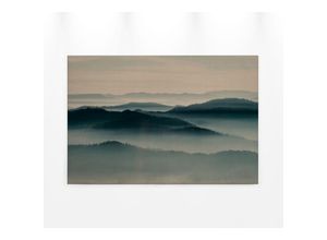 4059432206340 - Leinwandbild AS CRÉATION horizon Bilder Gr B H 90 cm x 60 cm Landschaft Querformat 1 St blau (blau beige schwarz) Leinwandbilder Keilrahmen Bild Landschaft Berge Gebirge Nebel