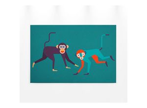 4059432206494 - Leinwandbild AS CRÉATION monkey business Bilder Gr B H 90 cm x 60 cm Tiere Querformat 1 St bunt (grün lila orange) Leinwandbilder Keilrahmen Bild Kunst Affen Bunt