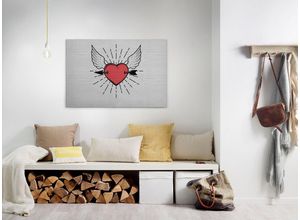 4059432206562 - Leinwandbild AS CRÉATION tattoo you Bilder Gr B H 90 cm x 60 cm Modern Querformat 1 St rot (rot schwarz weiß) Leinwandbilder Keilrahmen Bild Herz