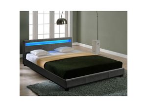 4059438107528 - [corium] - Polsterbett Skagen mit led Beleuchtung 140x200cm Dunkelgrau Corium - Dunkelgrau