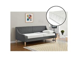 4059438107603 - [encasa] - Tagesbett 90x200 cm mit Kaltschaummatratze Dunkelgrau encasa