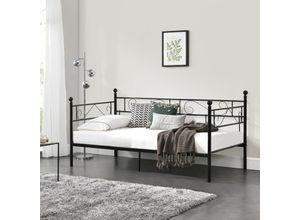 4059438123580 - [encasa] - Metallbett Granada 90x200 cm Schwarz encasa - Schwarz