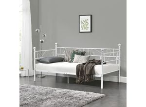 4059438123597 - [encasa] - Metallbett Granada 90x200 cm Weiß encasa - Weiß