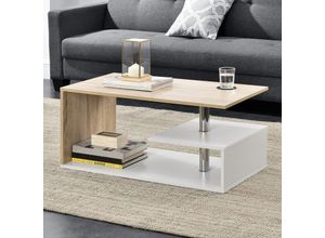 4059438124617 - [encasa] - Couchtisch Haarlem 90x50x41 cm in Weiß Eiche-Optik Weiß   Eiche