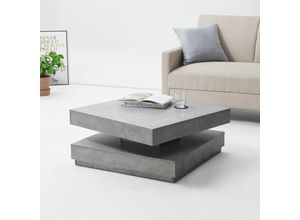 4059438143960 - [encasa] - Couchtisch Florenz 76x76x38 cm Drehbar mit Ablage Betonoptik encasa - Grau