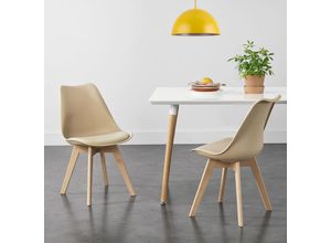 4059438145407 - 2er-Set Esszimmerstuhl Fläten Beige [encasa] - Beige