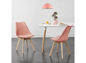 4059438145438 - [encasa] - 2er-Set Esszimmerstuhl Fläten Rosé Rosa