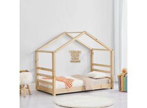 4059438146091 - Kinderbett Vardø 80x160 cm mit Lattenrost Holz [encasa] - Hellbraun