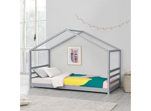 4059438147746 - [encasa] - Kinderbett Vardø 90x200 cm Holz Grau encasa - Grau