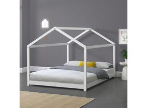 4059438147975 - [encasa] - Kinderbett Cerro 140x200 cm Weiß Weiß