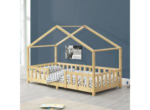 4059438148149 - [encasa] - Kinderbett Treviolo 90x200 cm Holzfarben Hellbraun